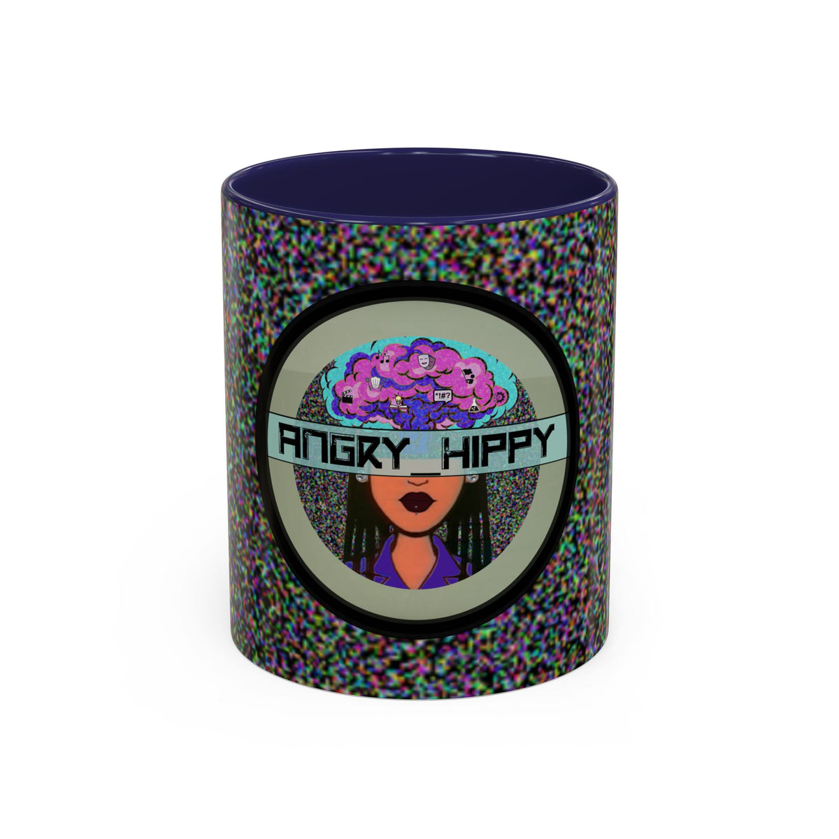 4ngry h1ppy TV Interruption Accent Ceramic Mug | Home & Office